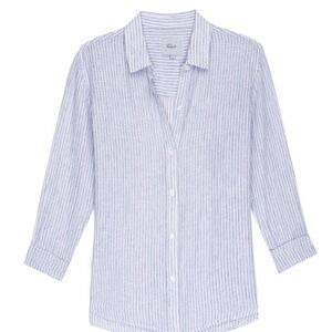 Rails Sydney Sparkler Stripe w/Metallic Threading Button Down Linen Shirt, Small